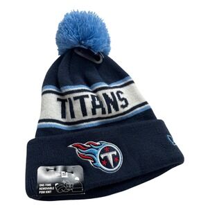 New‎ Era Tennessee Titans NFL Beanie Navy Blue Pom Knit Cuffed Hat One Size NEW